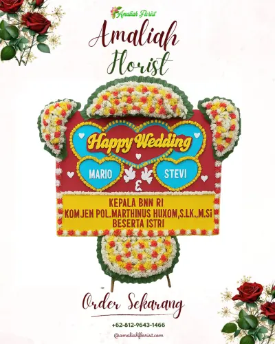 Karangan Papan Bunga Pernikahan di Tukadaya